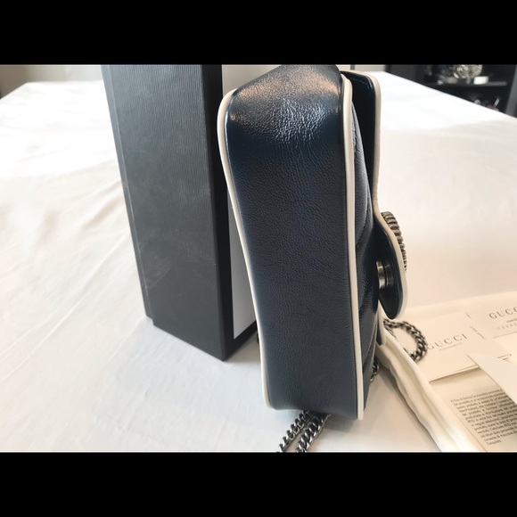 Gucci GG Marmont Super Mini Crossbody Bag Leather Blue Agata/white - Picture 5 of 10